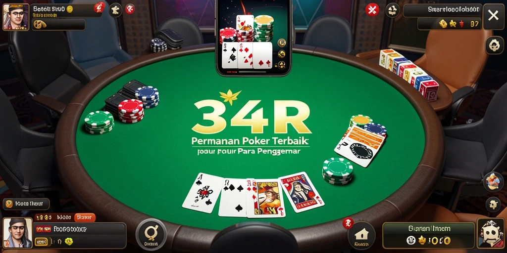 Tangkapan layar utama gameplay poker yang seru.