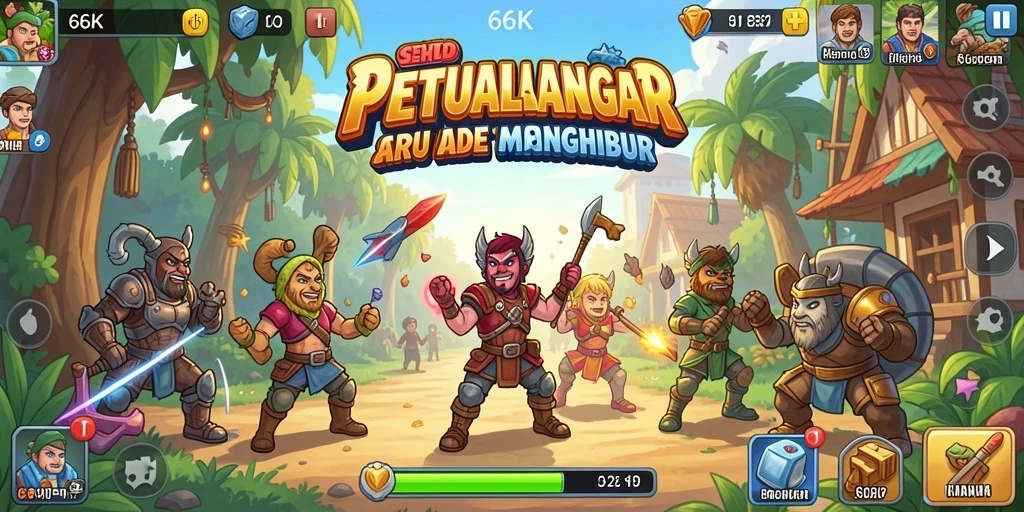 Screenshot gameplay 66K menampilkan aksi seru di arena Arcade.