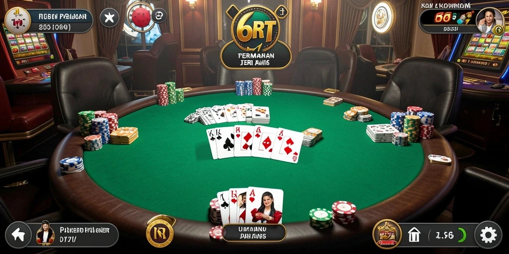 Tampilan gameplay 6RT yang menarik dalam suasana poker yang seru.