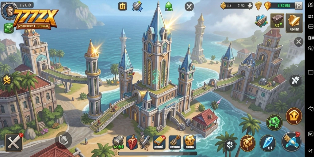 Tampilan aksi menakjubkan dari gameplay Tower Defense 777ZX.