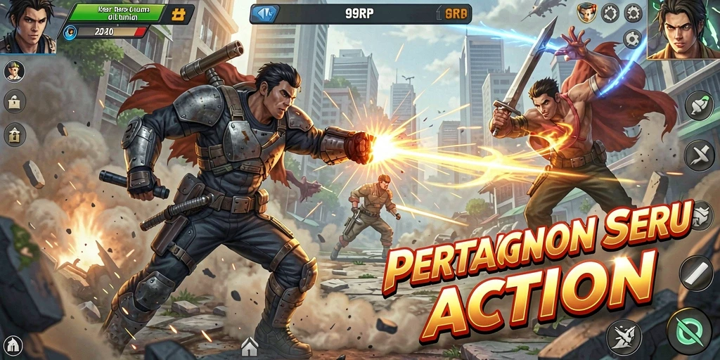 Screenshot gameplay 99RP dengan aksi pertarungan yang intens.