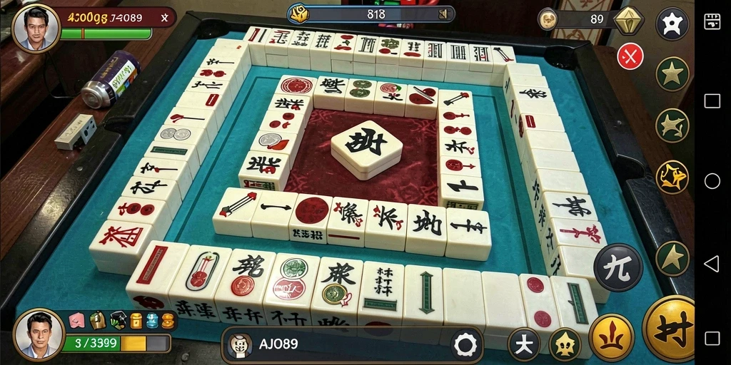 Gameplay AJO89 menampilkan strategi menyusun ubin Mahjong.