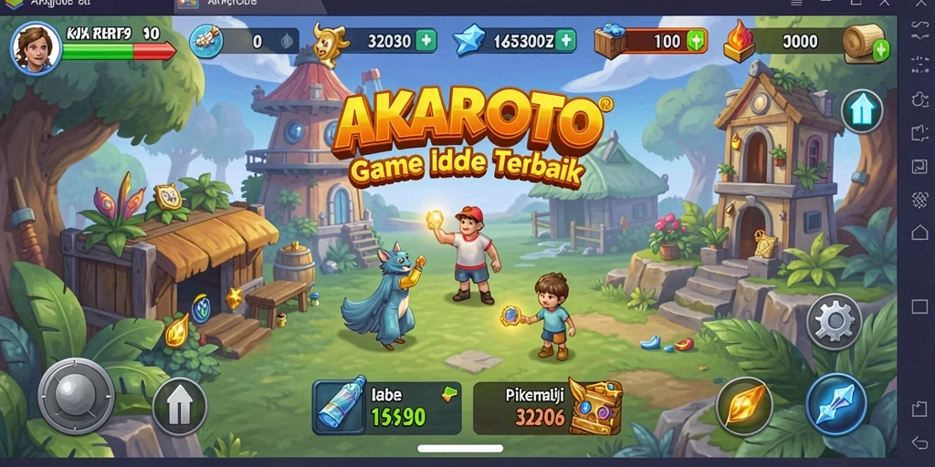 Tampilan utama gameplay AKARTOTO dengan grafis yang memukau dan karakter yang beragam.