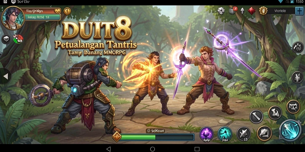 Screenshot gameplay DUIT8 menampilkan pertarungan epik dalam dunia MMORPG.