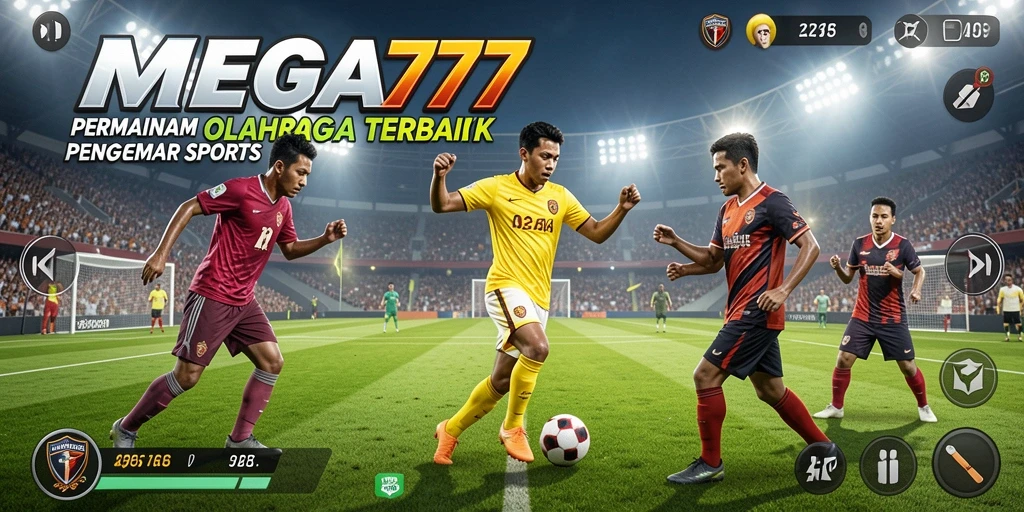 Screenshot utama MEGA777 menampilkan gameplay olahraga yang seru dan menegangkan.