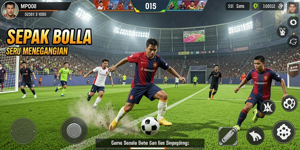 Tampilan gameplay seru dari MPO08 dengan aksi sepak bola yang mendebarkan.