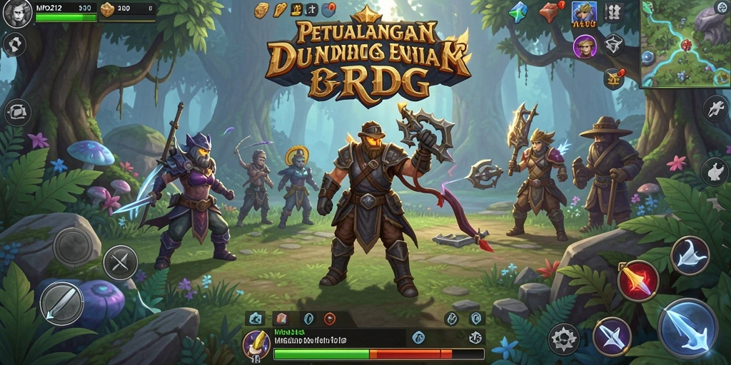 Screenshot MPO2121 menampilkan pertempuran epik dalam dunia fantasi.