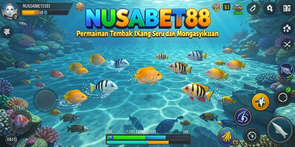 Gameplay NUSABET88 yang seru dengan menembak ikan.