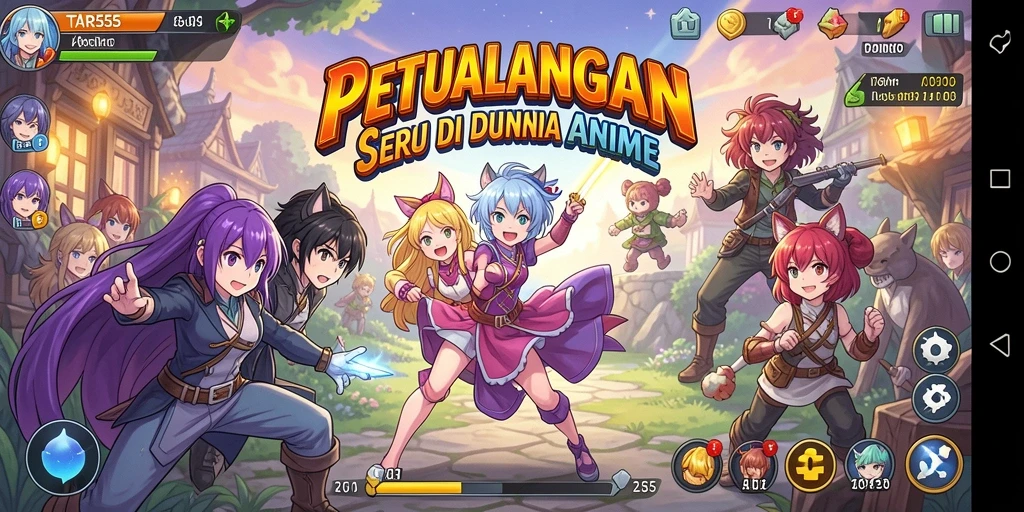 Tampilan gameplay seru dari TAR555 dengan aksi karakter anime.