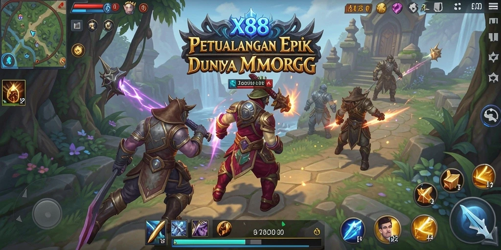 Tampilan gameplay X88 dengan petualangan seru dalam dunia MMORPG.
